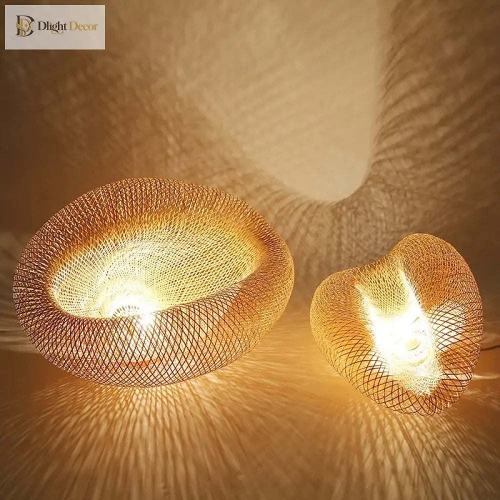 Chinese Handmade Bamboo Pendant Lights - Wicker Rattan Wave Shade Lamps For Restaurant Aisle Tea