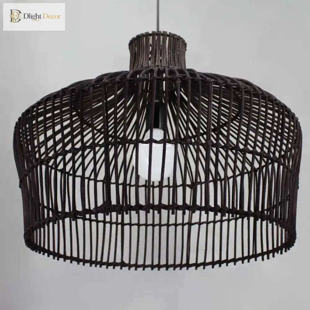 Chinoiserie Rattan Pendant Light - Vintage Double - Layer Design For Kitchen Dining And Hotel Decor