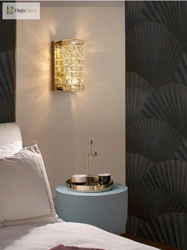Chloe’s - 3 Color Temperature Wall Lamp Crystal K9 Led Light Chrome Gold Indoor Bright Sconce For