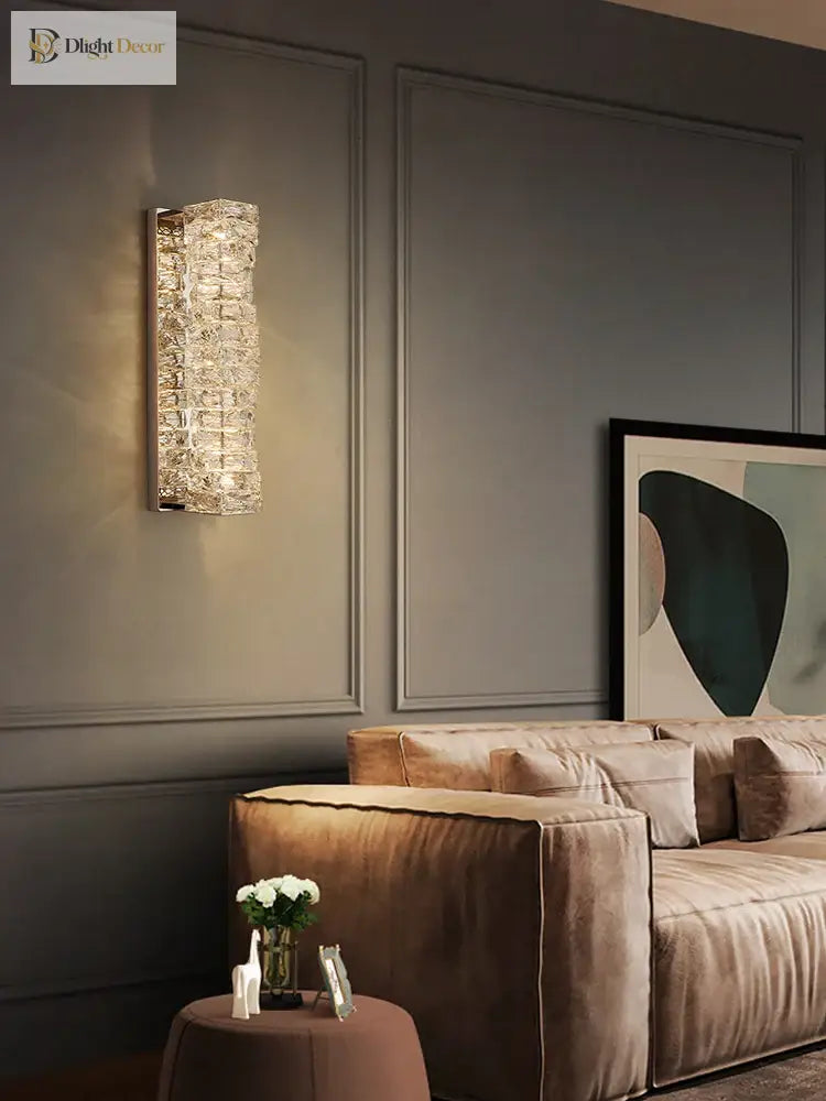 Chloe’s - 3 Color Temperature Wall Lamp Crystal K9 Led Light Chrome Gold Indoor Bright Sconce For