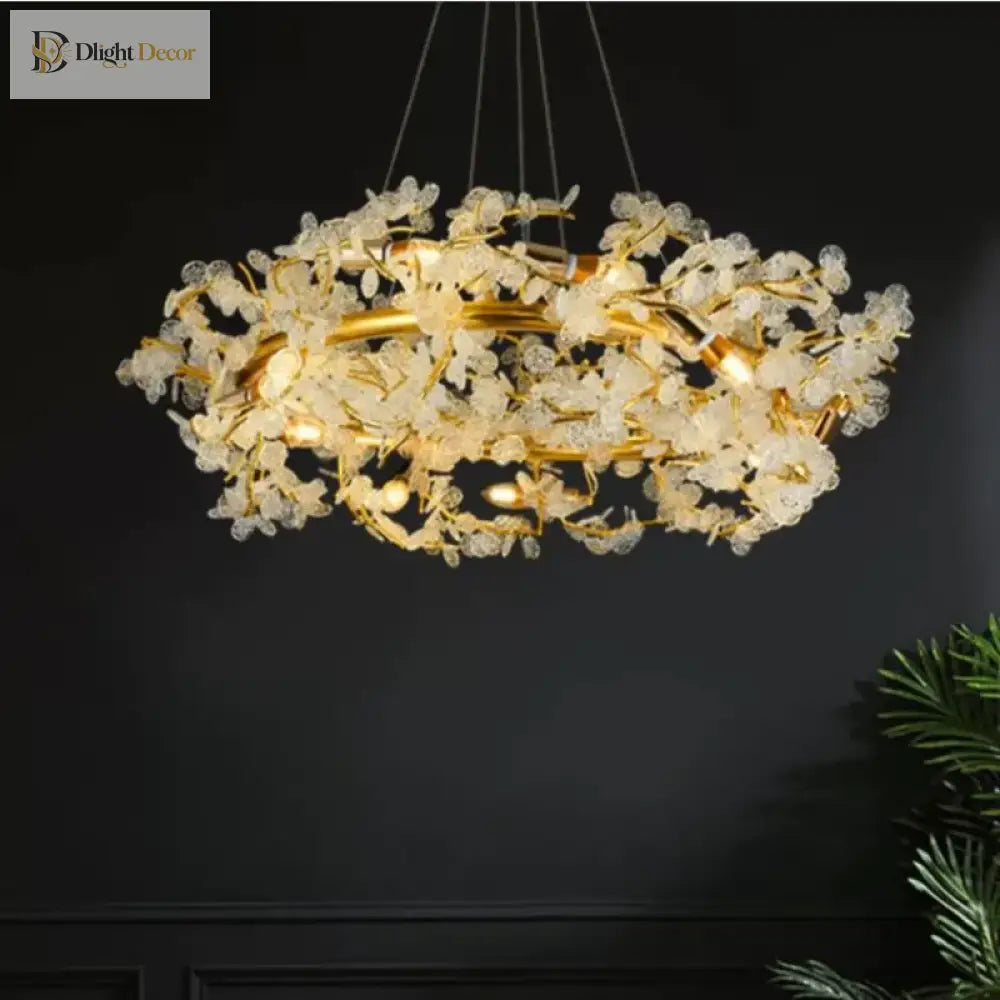 Circle Branch Crystal Chandelier - Luxury Led Lighting For Living Rooms Restaurants And Hotel