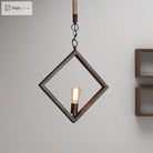 Claire Style Black Metal Ceiling Light With Rope Accent - Industrial Charm