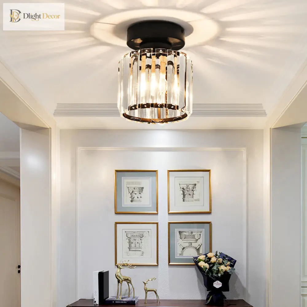 Clara - Elegant Black And Gold Semi - Flush Mount Light
