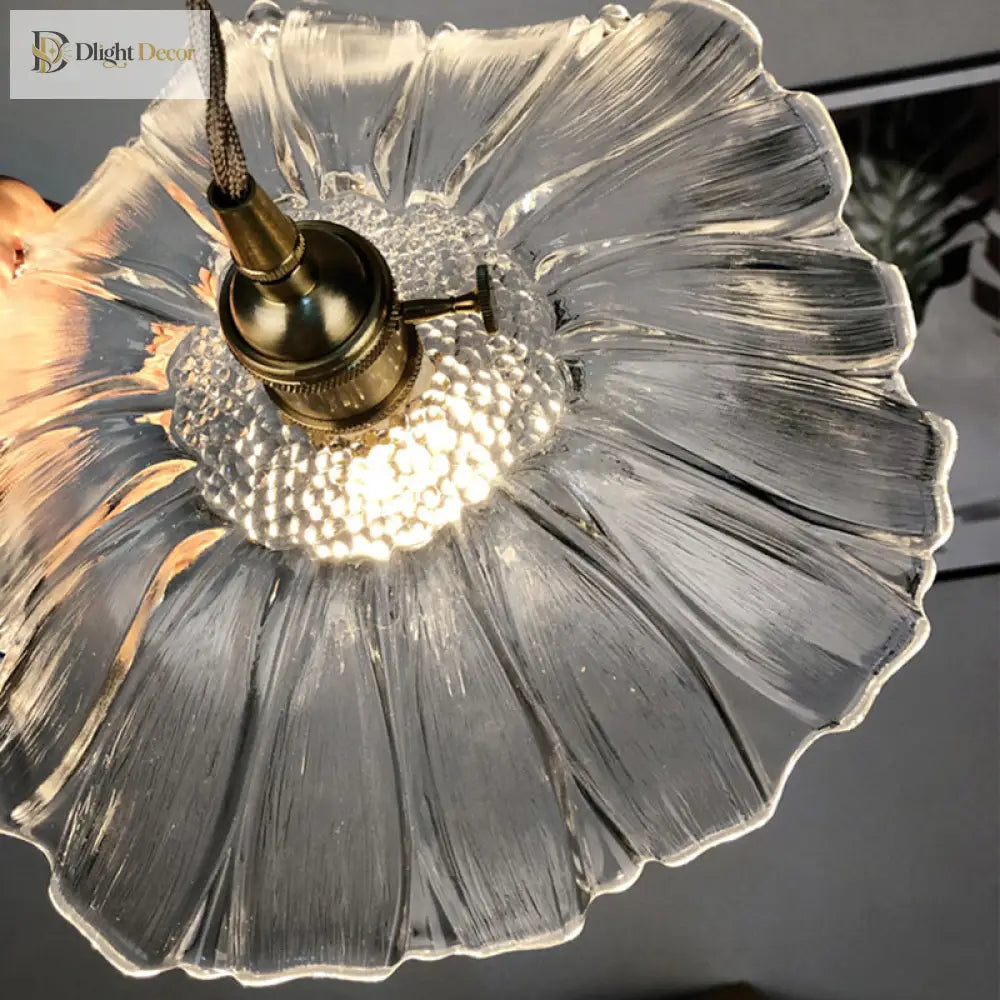 Clara’s Textured Bloom: Industrial Glass Pendant Lamp Lights