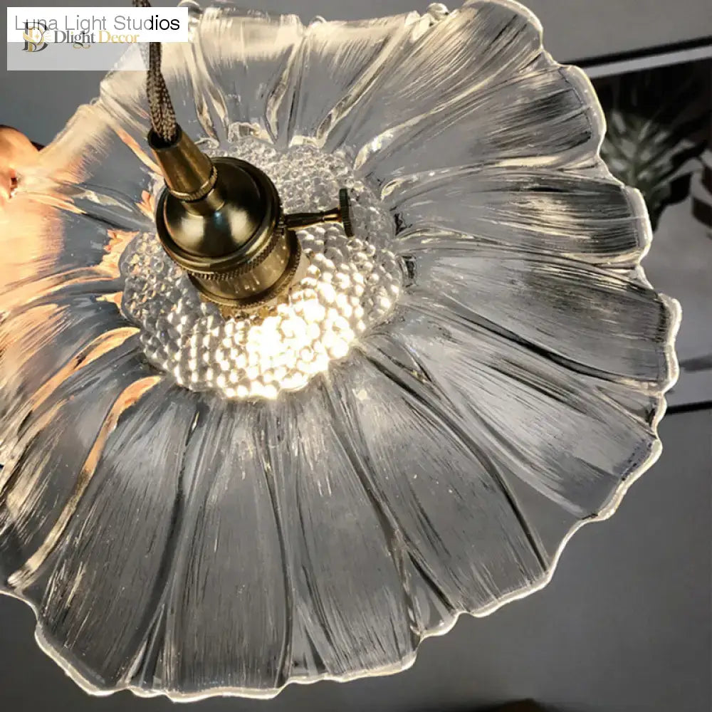 Clara’s Textured Bloom: Industrial Glass Pendant Lamp Lights