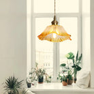 Clara’s Textured Bloom: Industrial Glass Pendant Lamp Yellow Lights