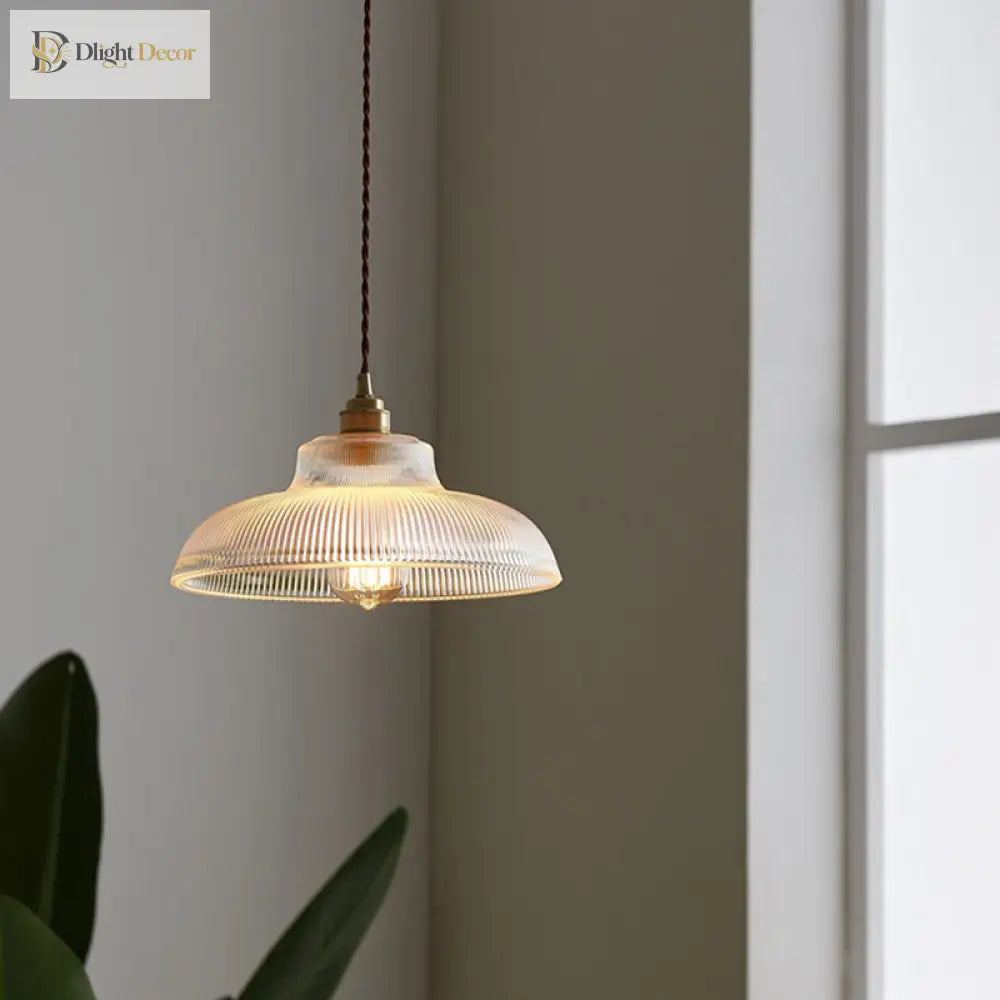 Clara’s Ribbed Glass Pendant: Vintage Charm With Warm Glow