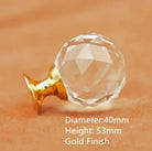 Clear Crystal Cabinet Knobs – Chrome & Gold Base Glass Drawer Pulls in 20mm 25mm 30mm 40mm 40mm gold Knob