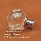 Clear Crystal Cabinet Knobs – Chrome & Gold Base Glass Drawer Pulls in 20mm 25mm 30mm 40mm 25mm chrome Knob