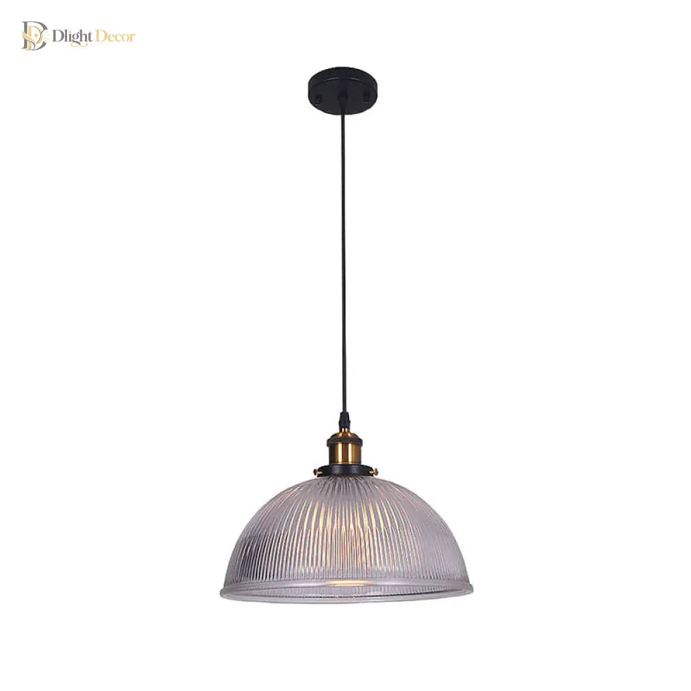 Monroe - Industrial Clear Ribbed Glass Pendant Light