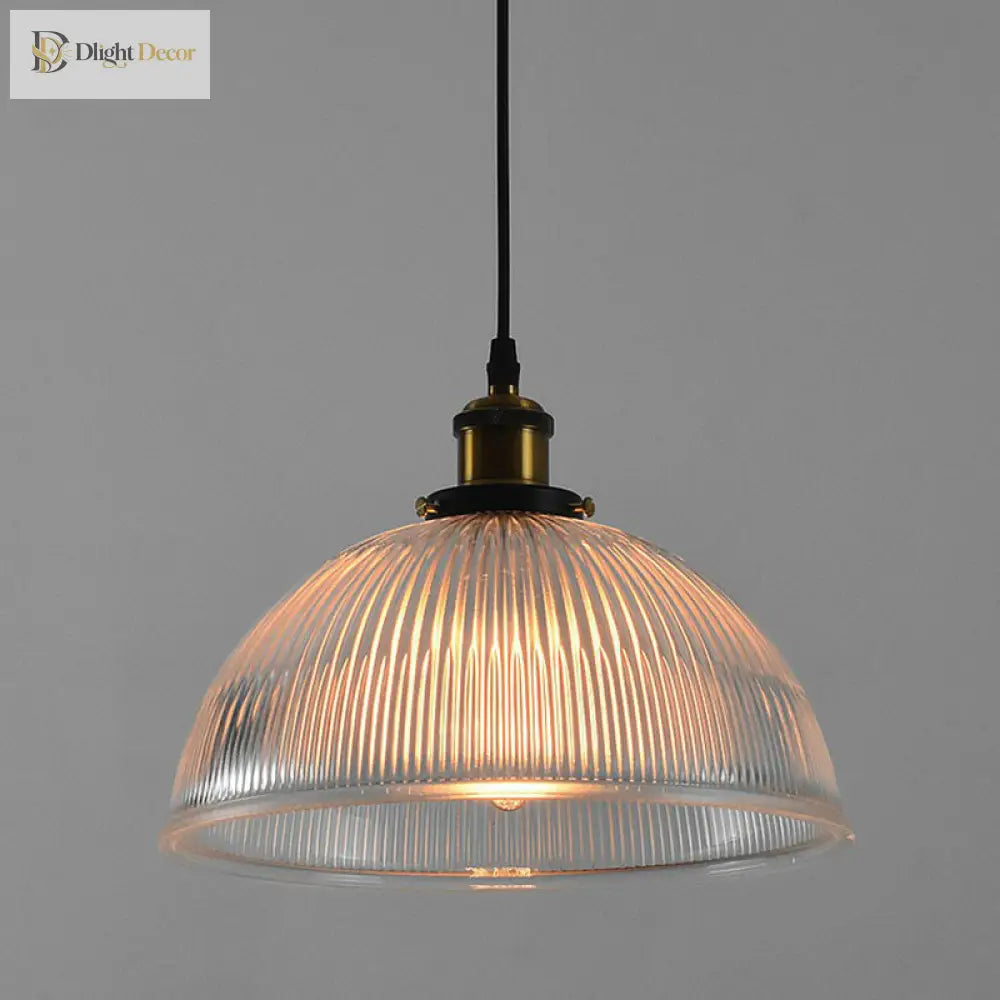 Monroe - Industrial Clear Ribbed Glass Pendant Light