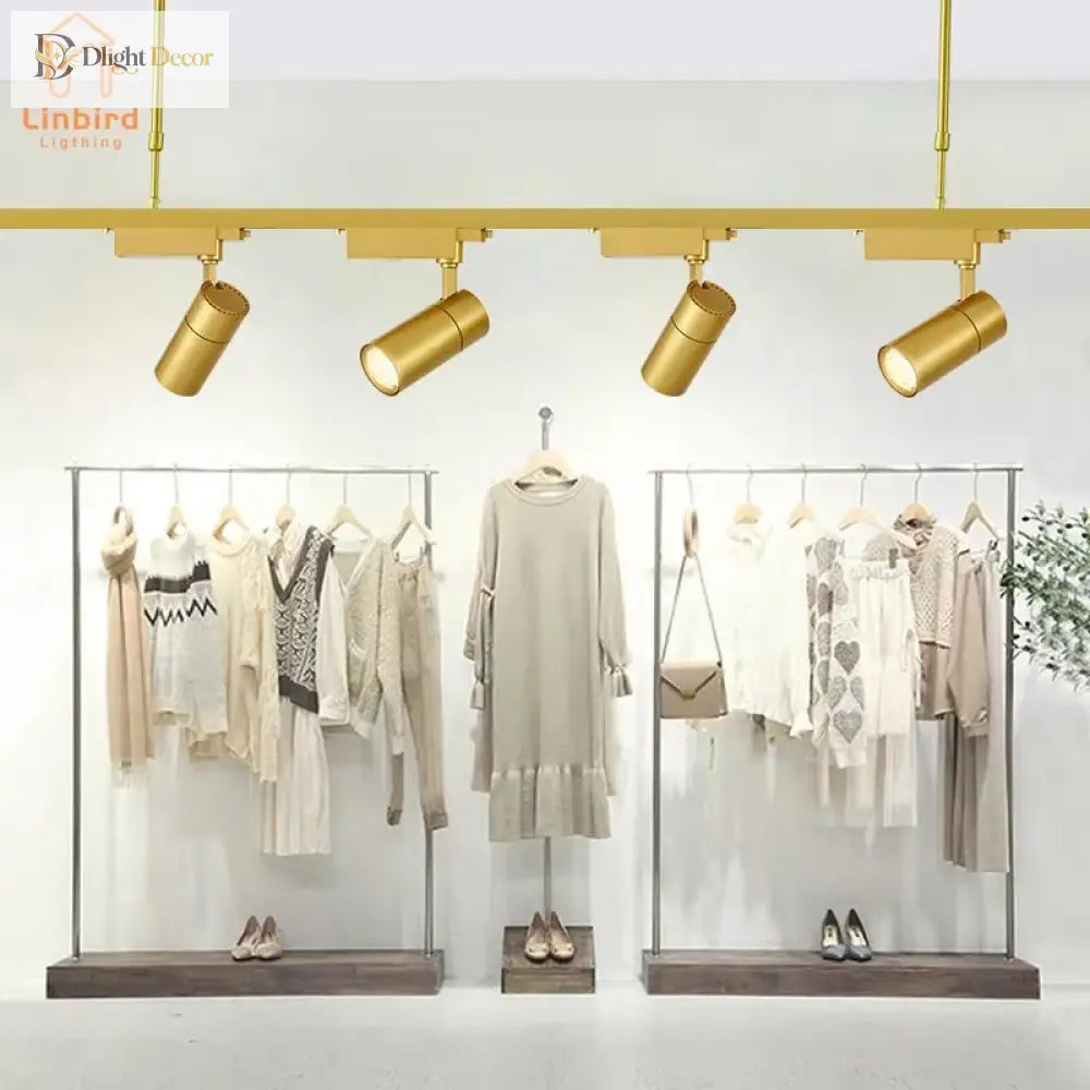 Led Gold Track Light Lamps Golden Tracking Lighting Spot Lights System Rail COB Spotlights For Home Living Clothing