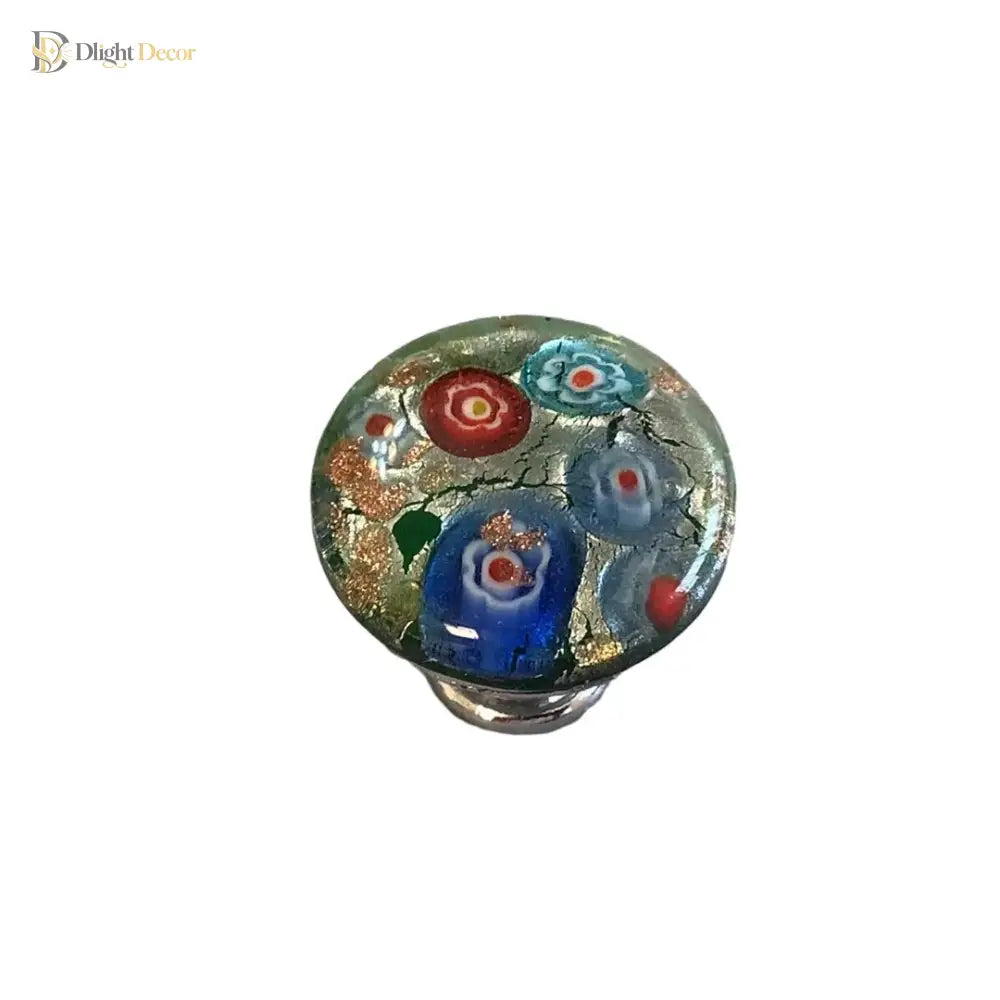 Colorful Floral Glass Cabinet Knobs – Drawer Knobs for Dresser Shoe Cabinet and Kitchen Furniture Knobs