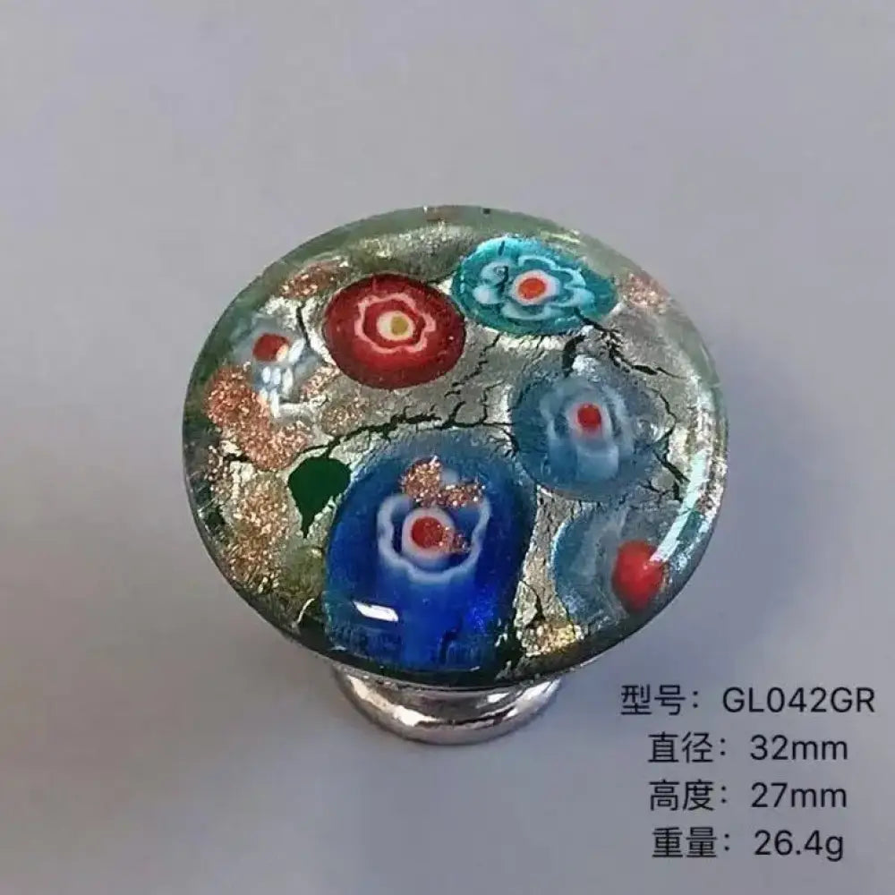 Colorful Floral Glass Cabinet Knobs – Drawer Knobs for Dresser Shoe Cabinet and Kitchen Furniture GL042GR Knobs