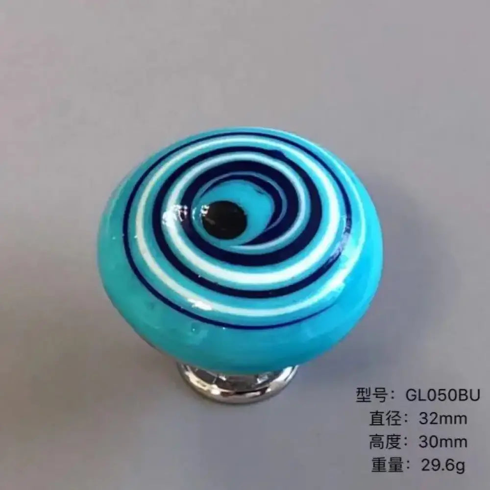 Colorful Floral Glass Cabinet Knobs – Drawer Knobs for Dresser Shoe Cabinet and Kitchen Furniture GL050BU Knobs