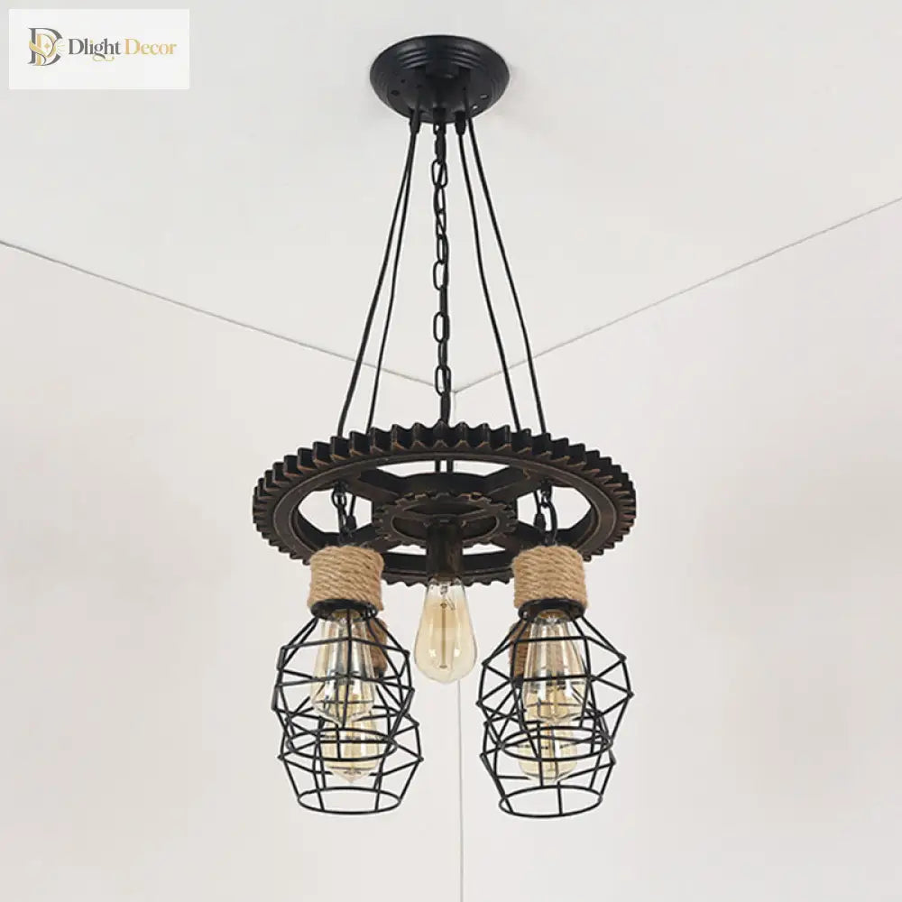 Cora Iron Antique Style Pendant Light - 5/7 - Head With Wire Guard