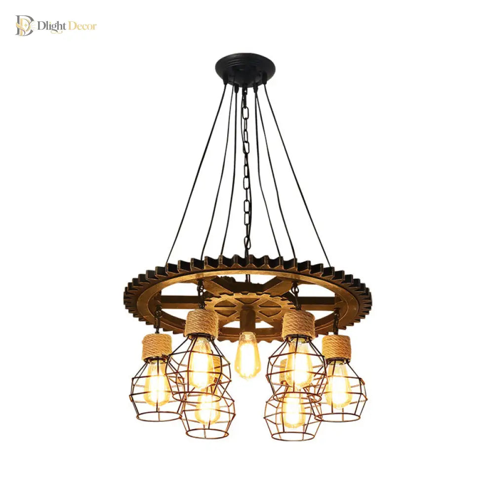 Cora Iron Antique Style Pendant Light - 5/7 - Head With Wire Guard