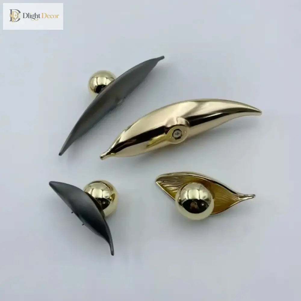 Creative Leaf Ball Zinc Alloy Furniture Handle – Gold Knob for Modern Elegance Knobs