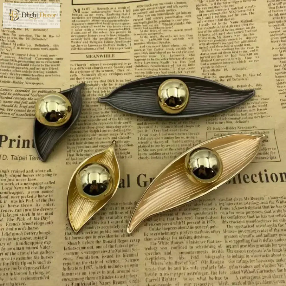 Creative Leaf Ball Zinc Alloy Furniture Handle – Gold Knob for Modern Elegance Knobs