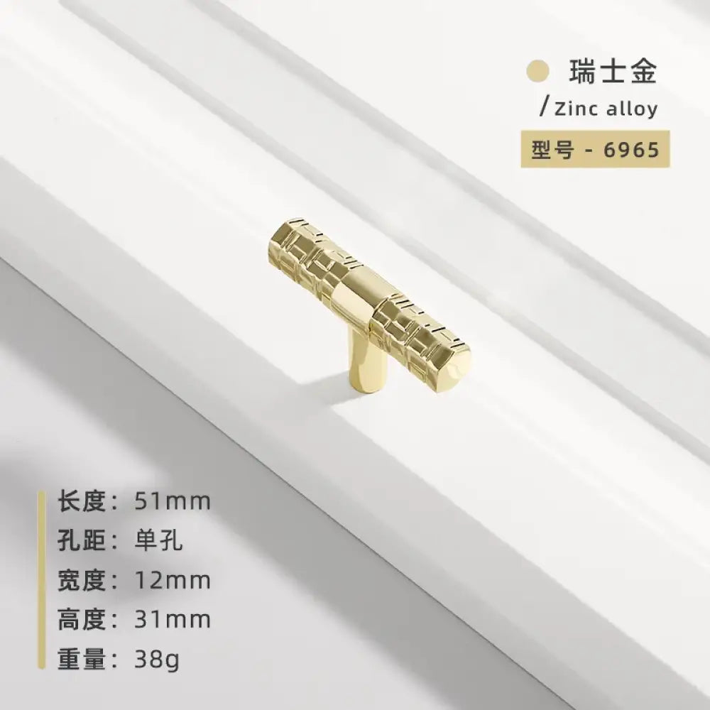 Creative T-Bar Cabinet Handles - Modern Zinc Alloy Pulls for Kitchen and Furniture Bright gold T Handles