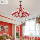 European Princess Crystal Chandelier - Choose From Warm Pink Blue Purple Or Red For Creative Room