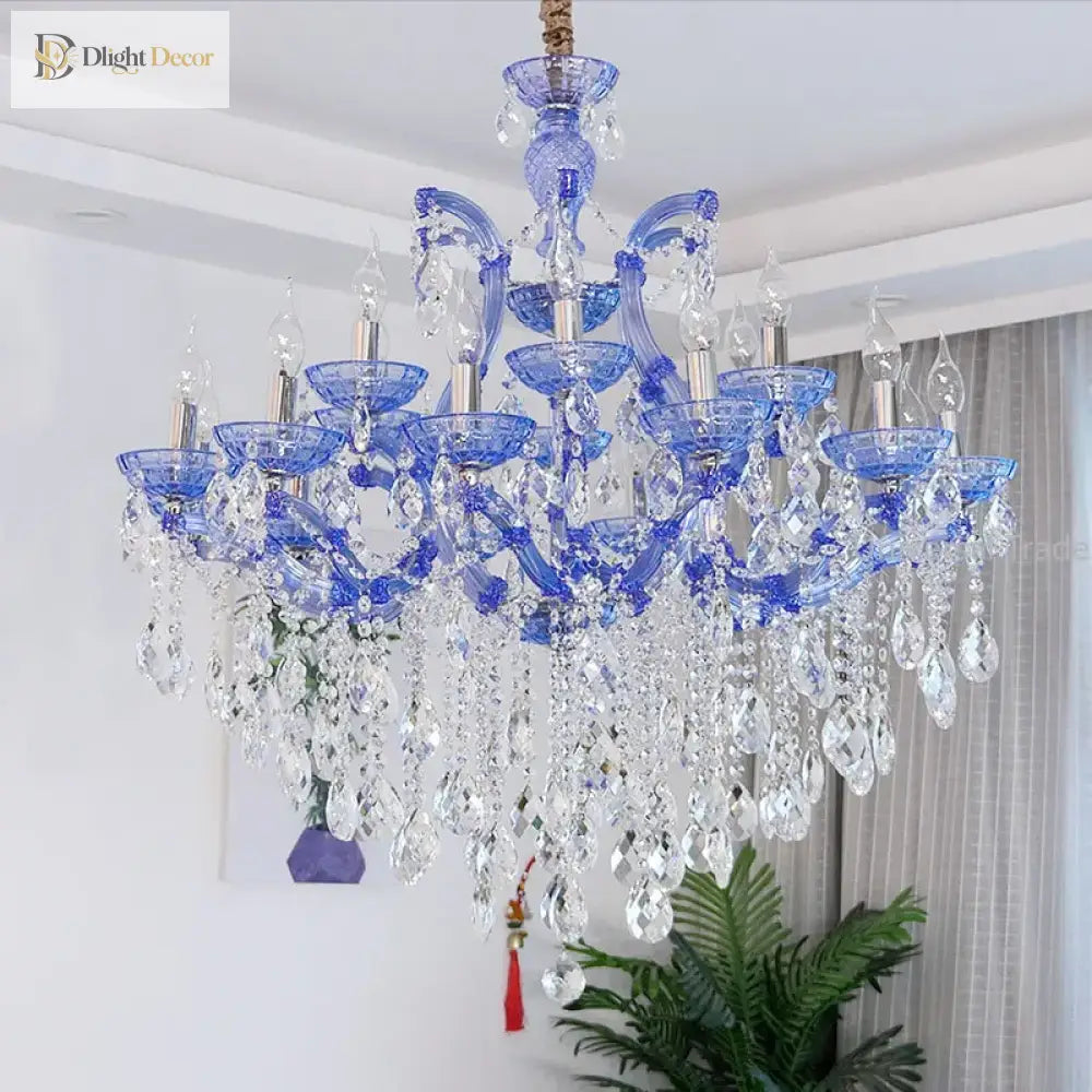 European Princess Crystal Chandelier - Choose From Warm Pink Blue Purple Or Red For Creative Room