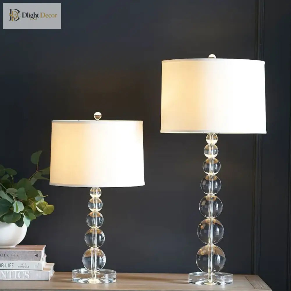 Luxury Crystal Table Lamp With Fabric Lampshade - Elegant Lighting For Living Room And Bedroom