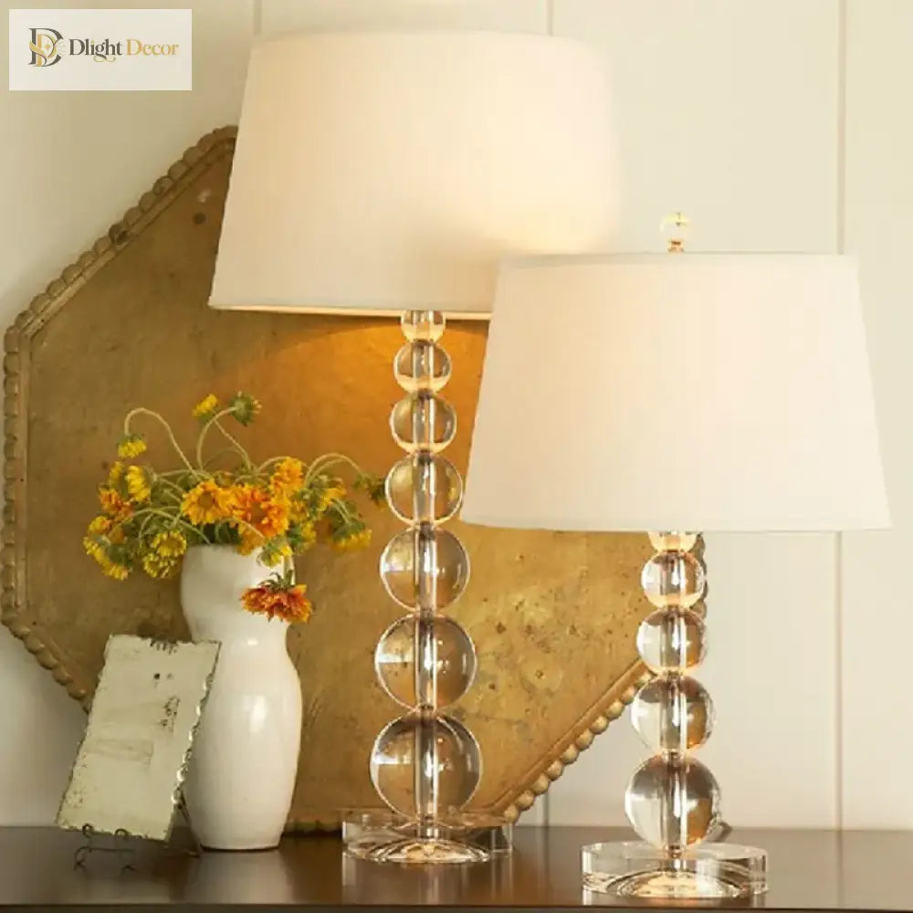 Luxury Crystal Table Lamp With Fabric Lampshade - Elegant Lighting For Living Room And Bedroom