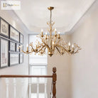 Gold Amber Crystal Branch Pendant Chandelier - Rustic Bedroom Suspension Lighting Chandelier