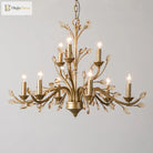 Gold Amber Crystal Branch Pendant Chandelier - Rustic Bedroom Suspension Lighting Chandelier