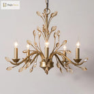 Gold Amber Crystal Branch Pendant Chandelier - Rustic Bedroom Suspension Lighting Chandelier