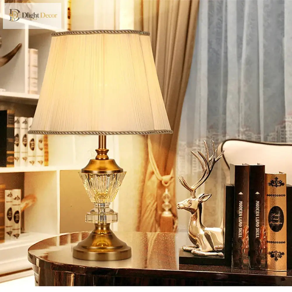 European Crystal Table Lamp - Elegant Bedside Light For Wedding Hotel And Bedroom Decor