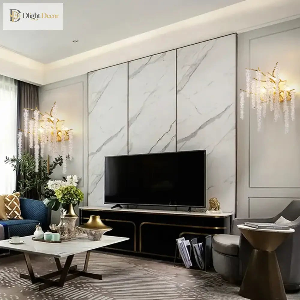Crystal Cherry Blossom Branch Wall Light – product view 2