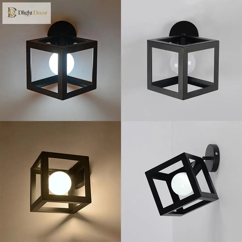 Cyrus - Industrial Chic Wall Sconce With Black Metal Cage