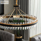 Dimmable Led Crystal Oval Ceiling Chandeliers - Black Leather Luxury Lustres For Dining Room Decor
