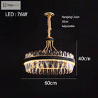 Dimmable Led Crystal Oval Ceiling Chandeliers - Black Leather Luxury Lustres For Dining Room Decor