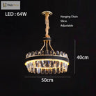 Dimmable Led Crystal Oval Ceiling Chandeliers - Black Leather Luxury Lustres For Dining Room Decor