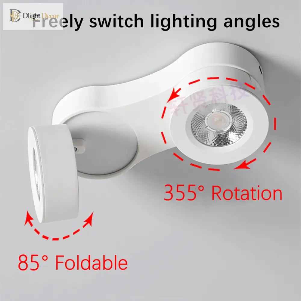 Modern Foldable Rotating Led Ceiling Light - Ultrathin Dimmable Spotlight With Multiple Wattage