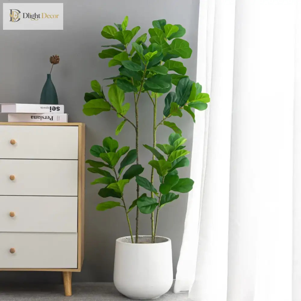 Dlight Decor 122cm Large Ficus Tree Branch with Tropical Rubber Leaves 122cm and 64cm