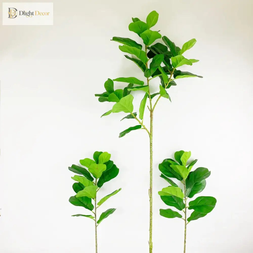 Dlight Decor 122cm Large Ficus Tree Branch with Tropical Rubber Leaves 122cm and 64cm