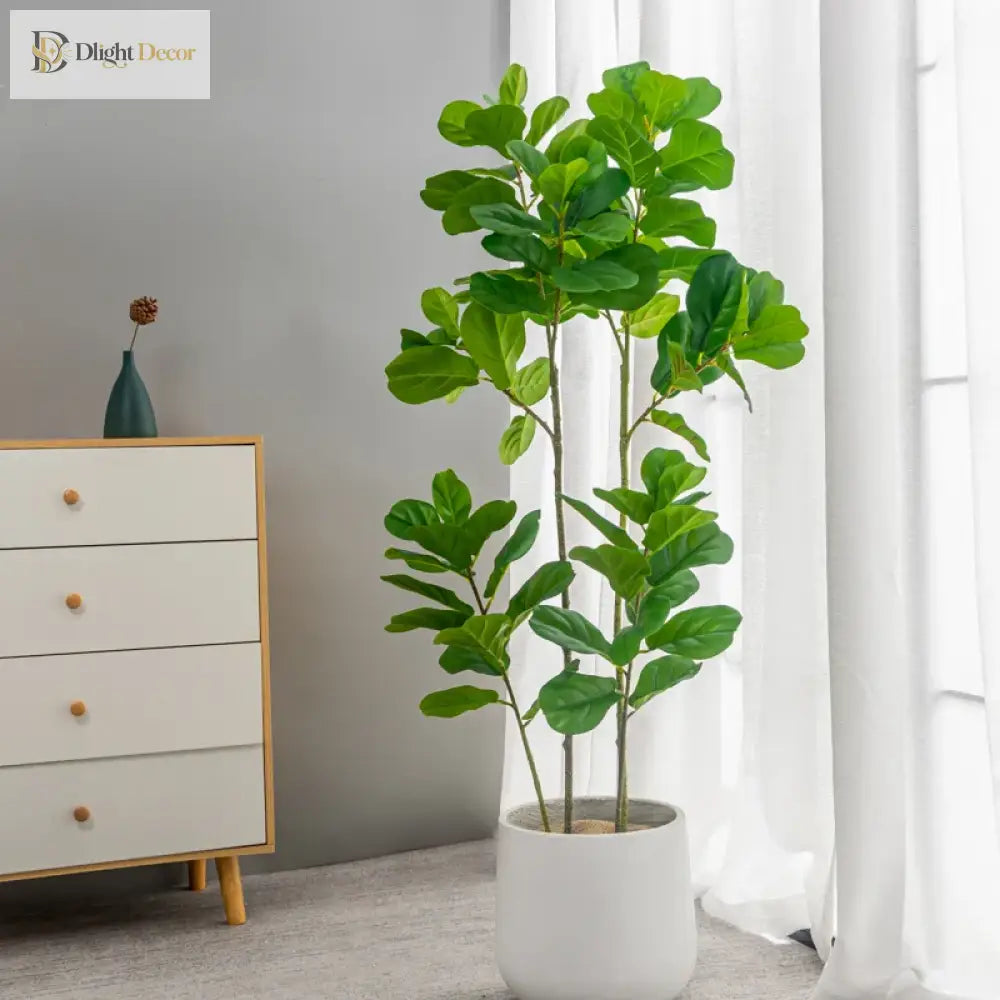 Dlight Decor 122cm Large Ficus Tree Branch with Tropical Rubber Leaves 122cm and 64cm