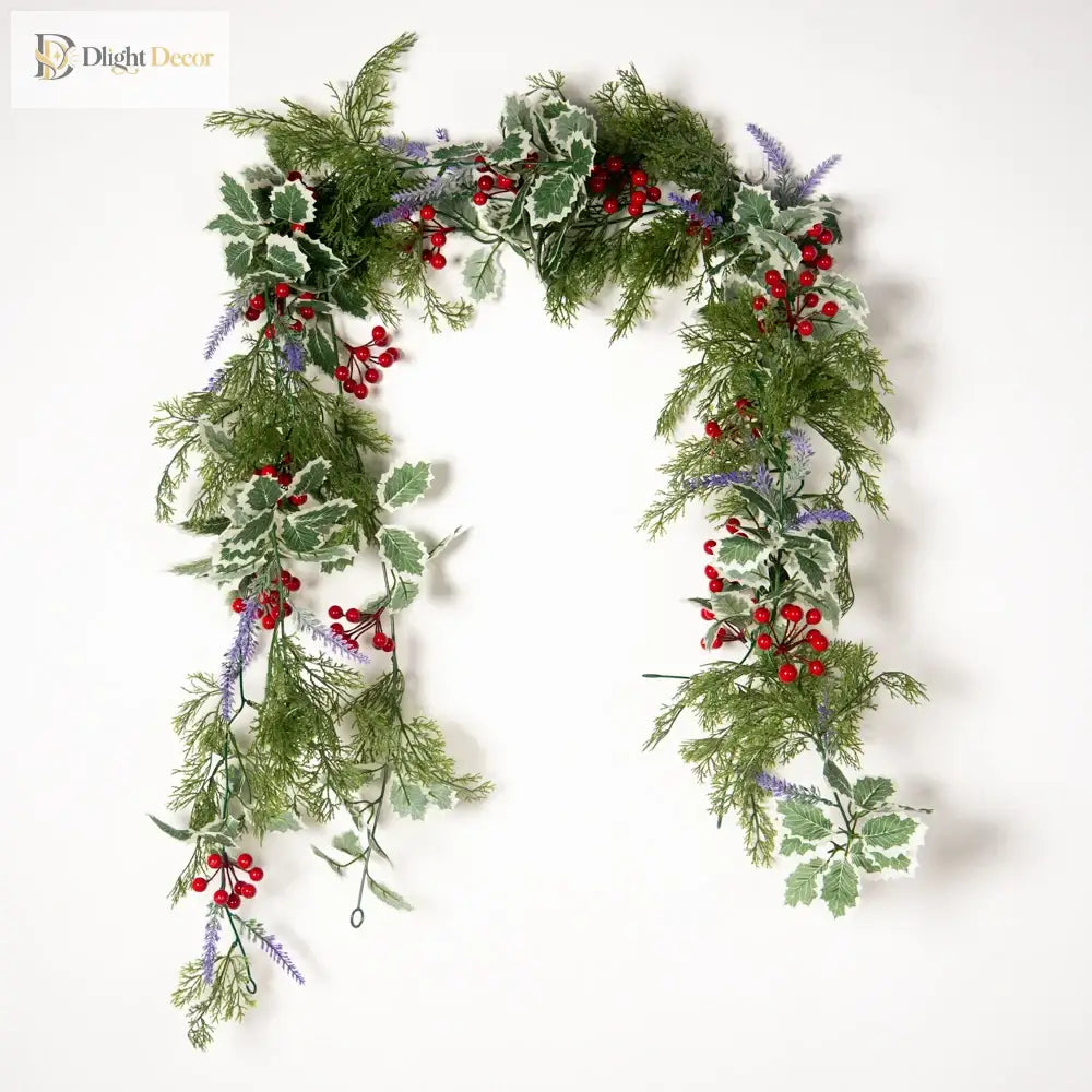 Dlight Decor 180cm Christmas Vine with Pine Leaves and Red Berries