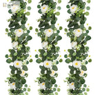 Dlight Decor 180cm Eucalyptus Vine with White Rose Garland