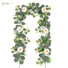 Dlight Decor 180cm Eucalyptus Vine with White Rose Garland