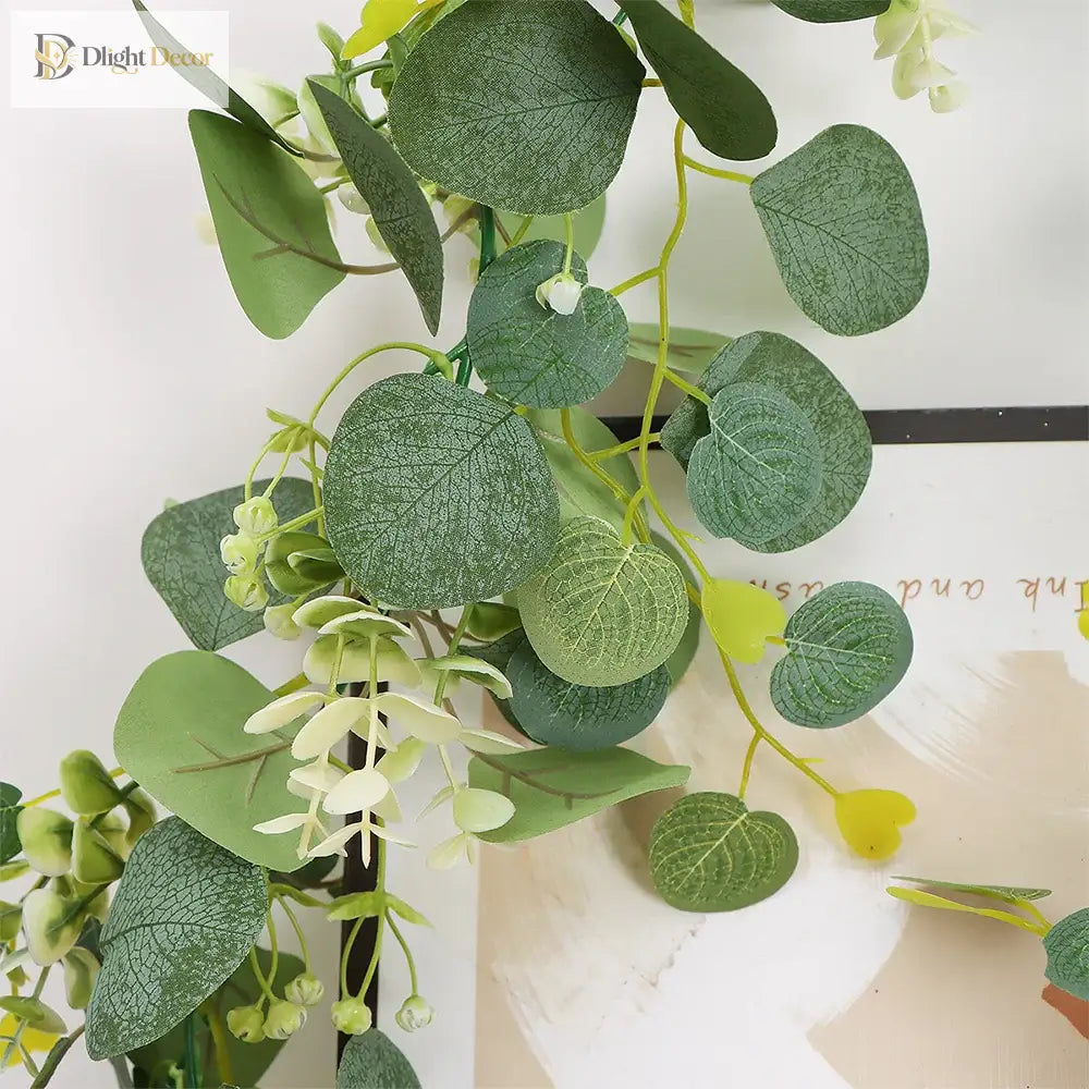 Dlight Decor 180cm Eucalyptus Vine with White Rose Garland