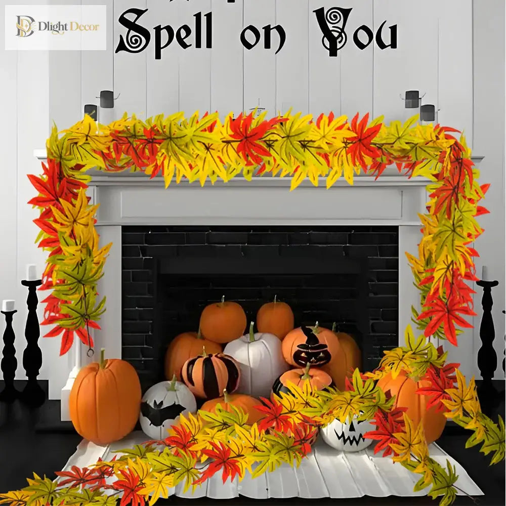 Dlight Decor 200cm Fall Maple Leaf Garland for Autumn and Halloween Decor