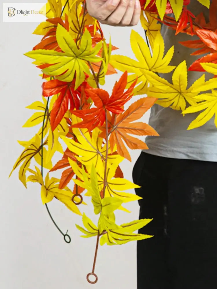 Dlight Decor 200cm Fall Maple Leaf Garland for Autumn and Halloween Decor