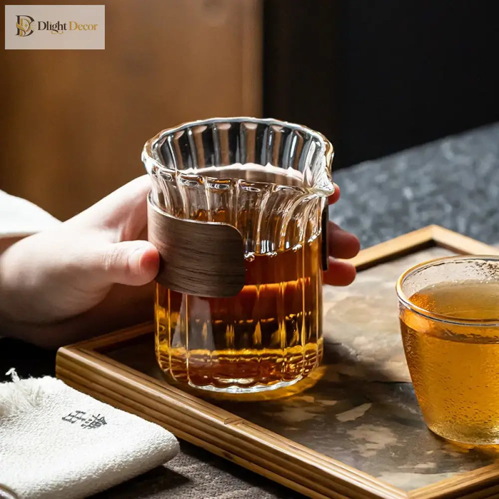 Dlight Decor 233ml Glass Tea Pot with Wood Ring Handle 233ml / 1pcs