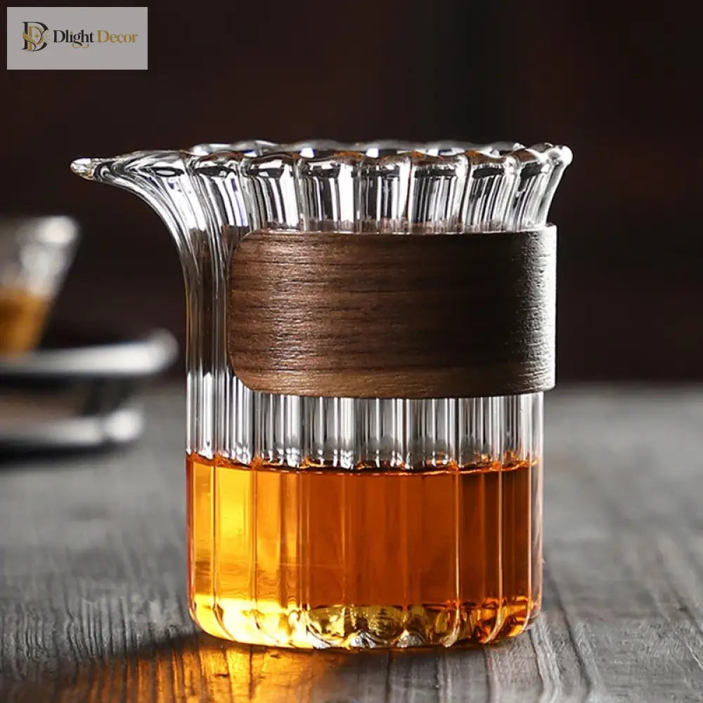 Dlight Decor 233ml Glass Tea Pot with Wood Ring Handle 233ml / 1pcs