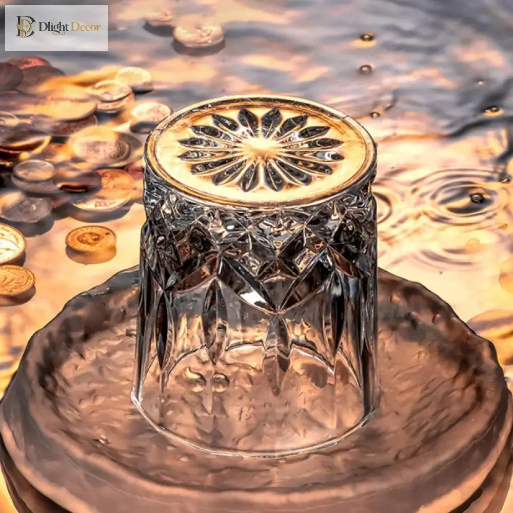 Dlight Decor 2pc 230ml Crystal Embossed Glass Cup Set – Whiskey Wine & Water 230ml / 2pcs